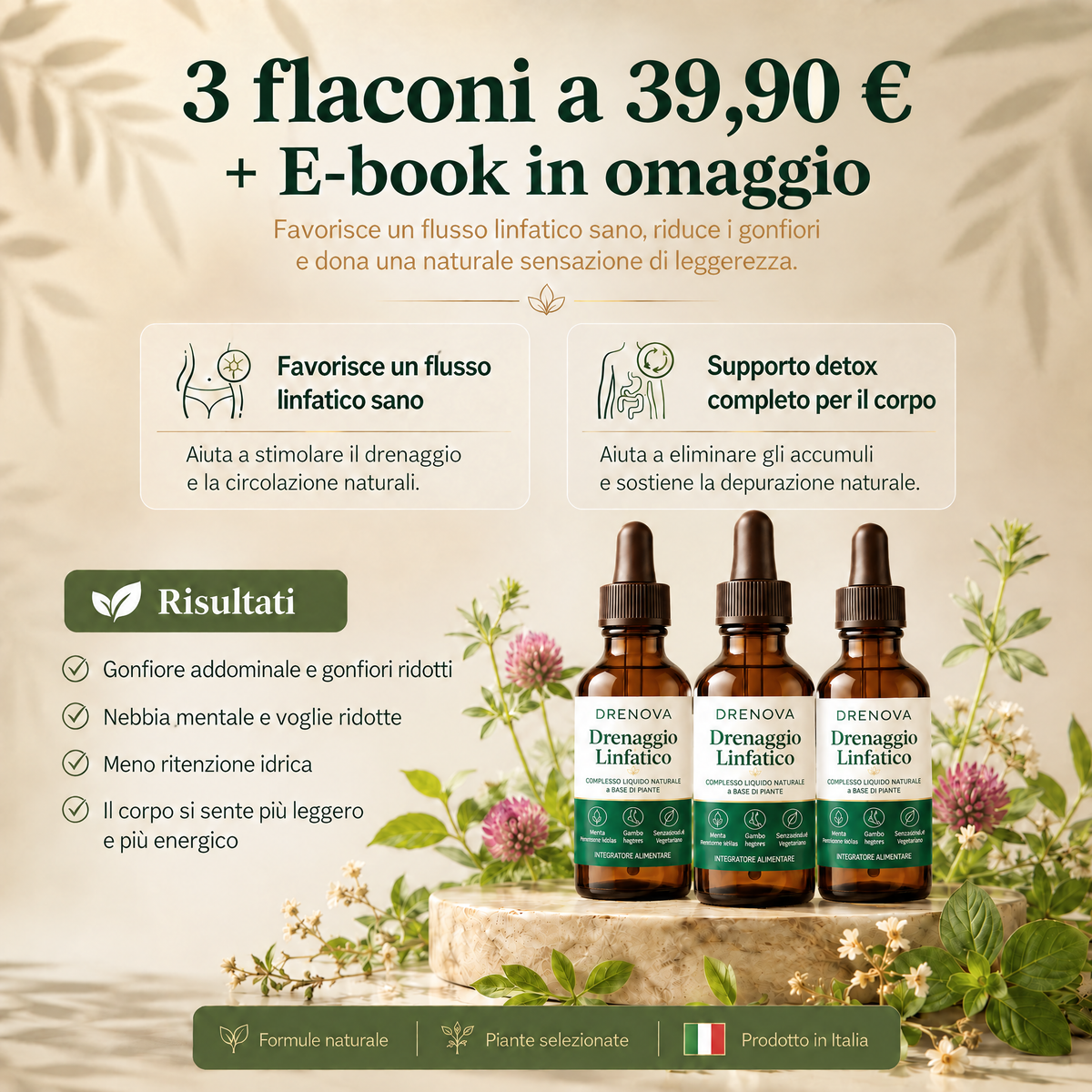 Drenova — 3 flaconi a 39,90 € con e-book in omaggio